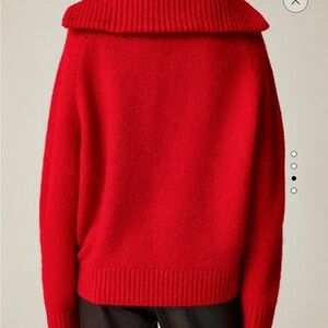 Red Johnny collared sweater with ribbed trim.